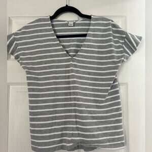 EUC- J. Crew Striped Flutter Sleeve V Neck Tee